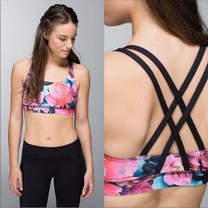 Lululemon Energy Bra Secret Garden Rose Floral Black 6